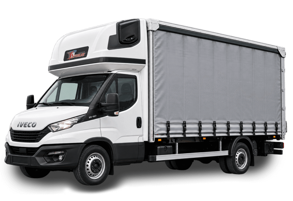 Iveco Daily z windą i zabudową plandekową – wynajem Elbląg